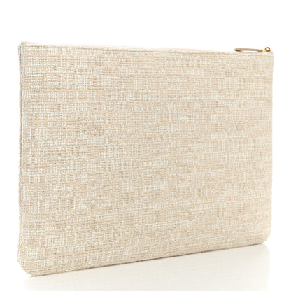 Chanel Woven Raffia Large Deauville Pouch White 3 of 8