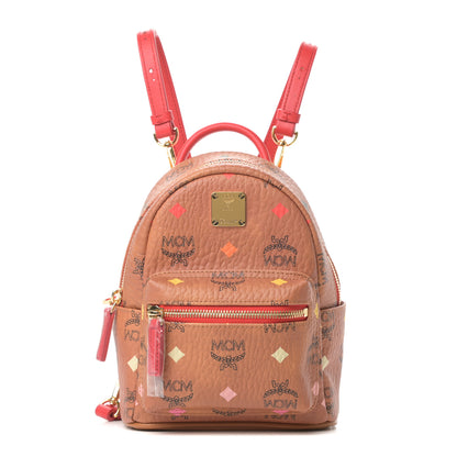 MCM Skyoptic Visetos X-Mini Stark Bebe Boo Backpack Cognac 1 of 13