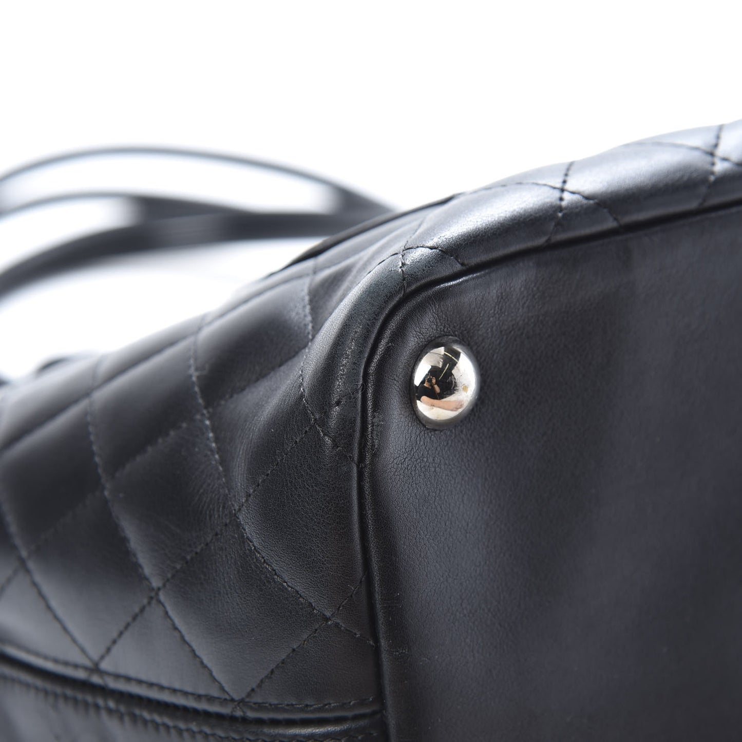 Calfskin Quilted Large Cambon Tote Black
