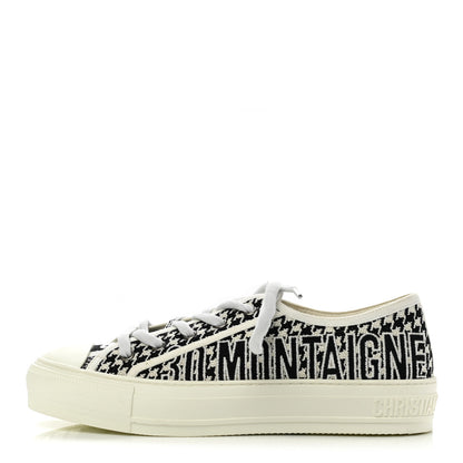 Christian Dior Canvas Houndstooth 30 Montaigne Embroidered Womens Walk'N'Dior Low Top Sneakers 37.5 Black White 1 of 8