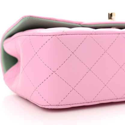 Chanel Lambskin Quilted Mini Top Handle Rectangular Flap Pink Green 9 of 11