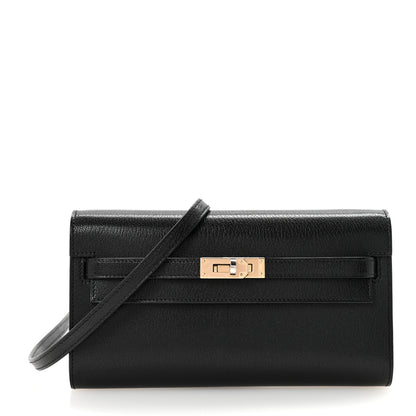 Hermes Chevre Chamkila Kelly Wallet To Go Black 1 of 10