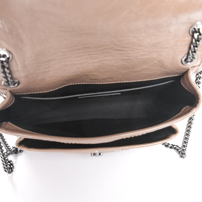 Saint Laurent Crinkled Calfskin Matelasse Monogram Baby Niki Chain Satchel Light Taupe 5 of 7