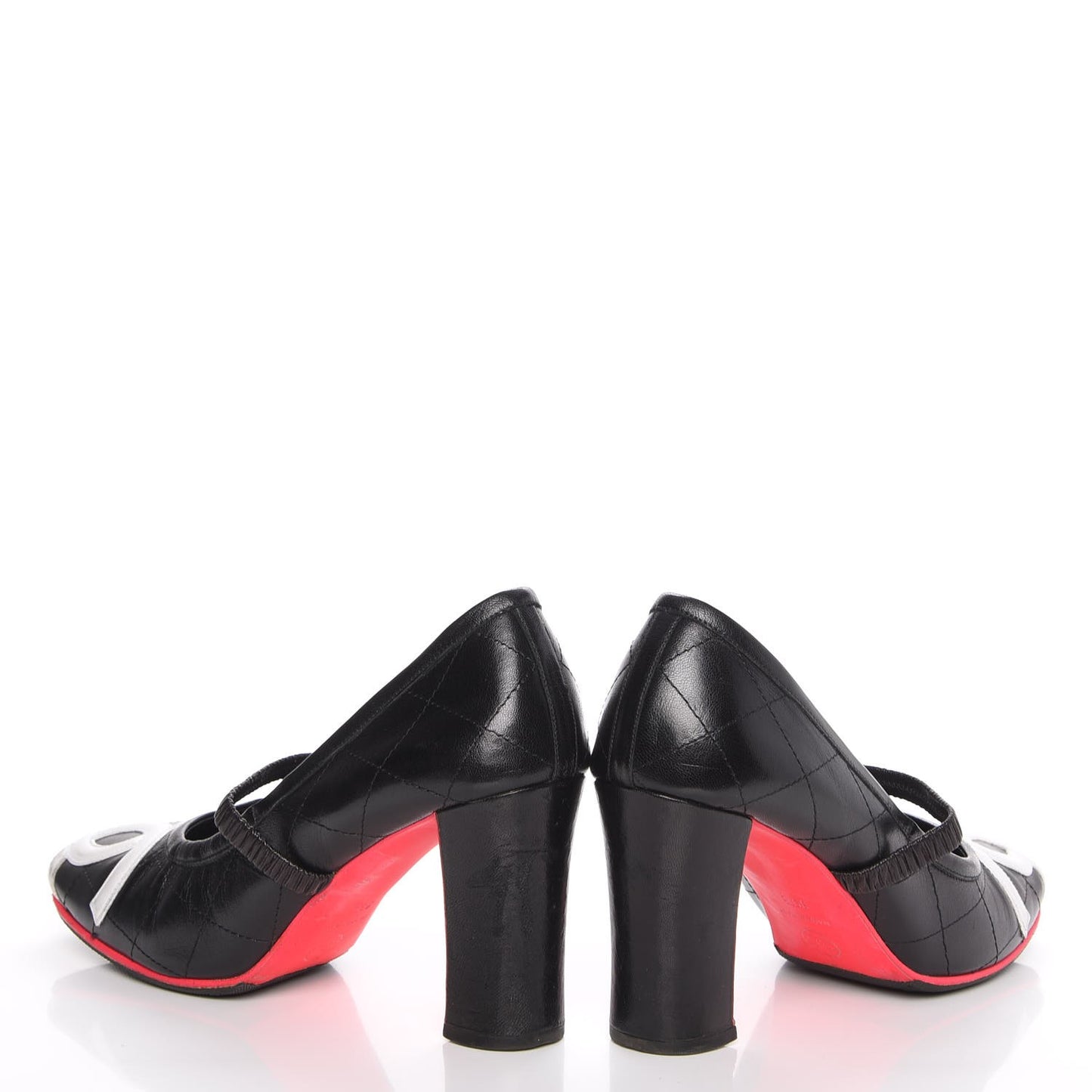 Calfskin Quilted Cambon Pumps 39.5 Black White