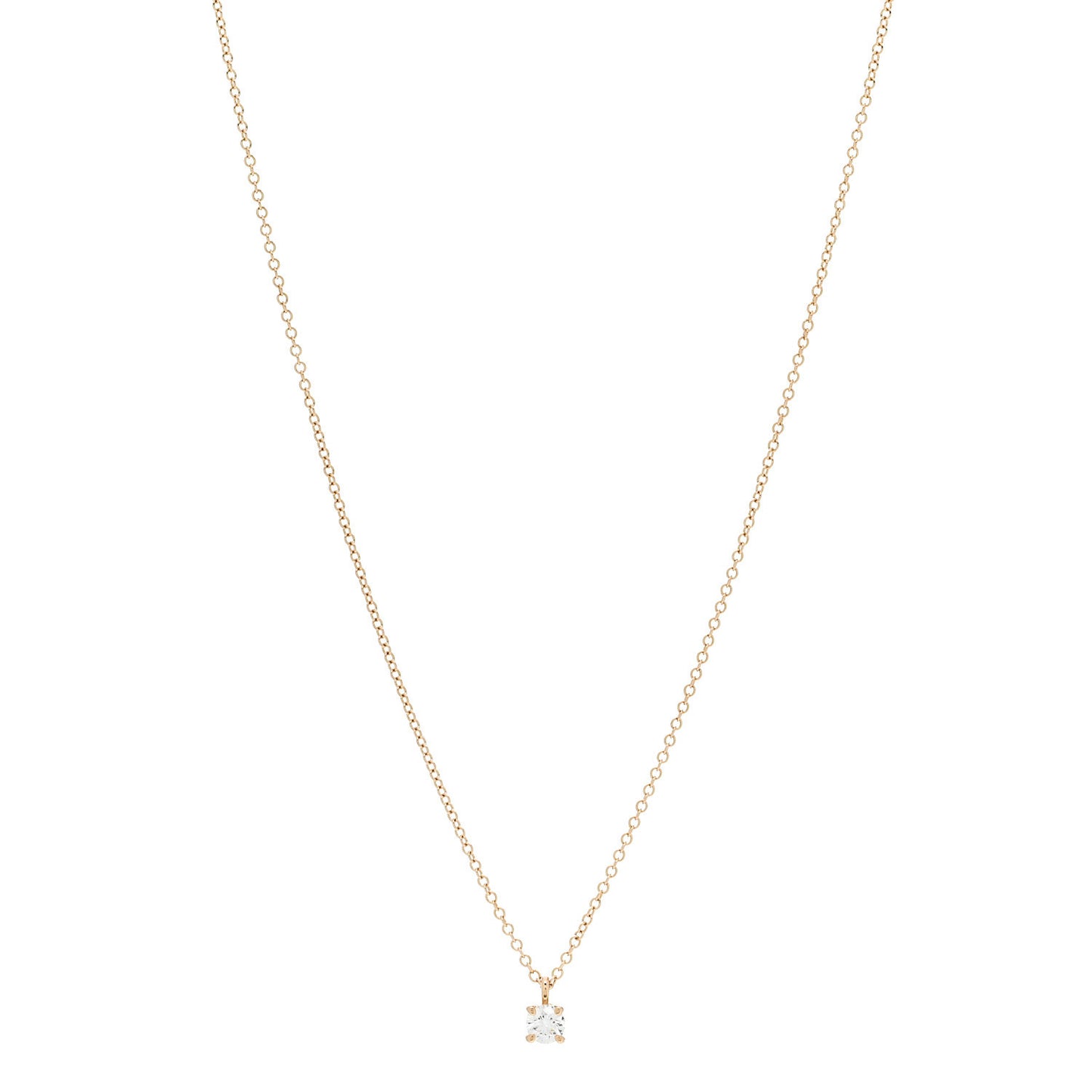 18K Rose Gold Diamond .17ct Solitaire Pendant Necklace