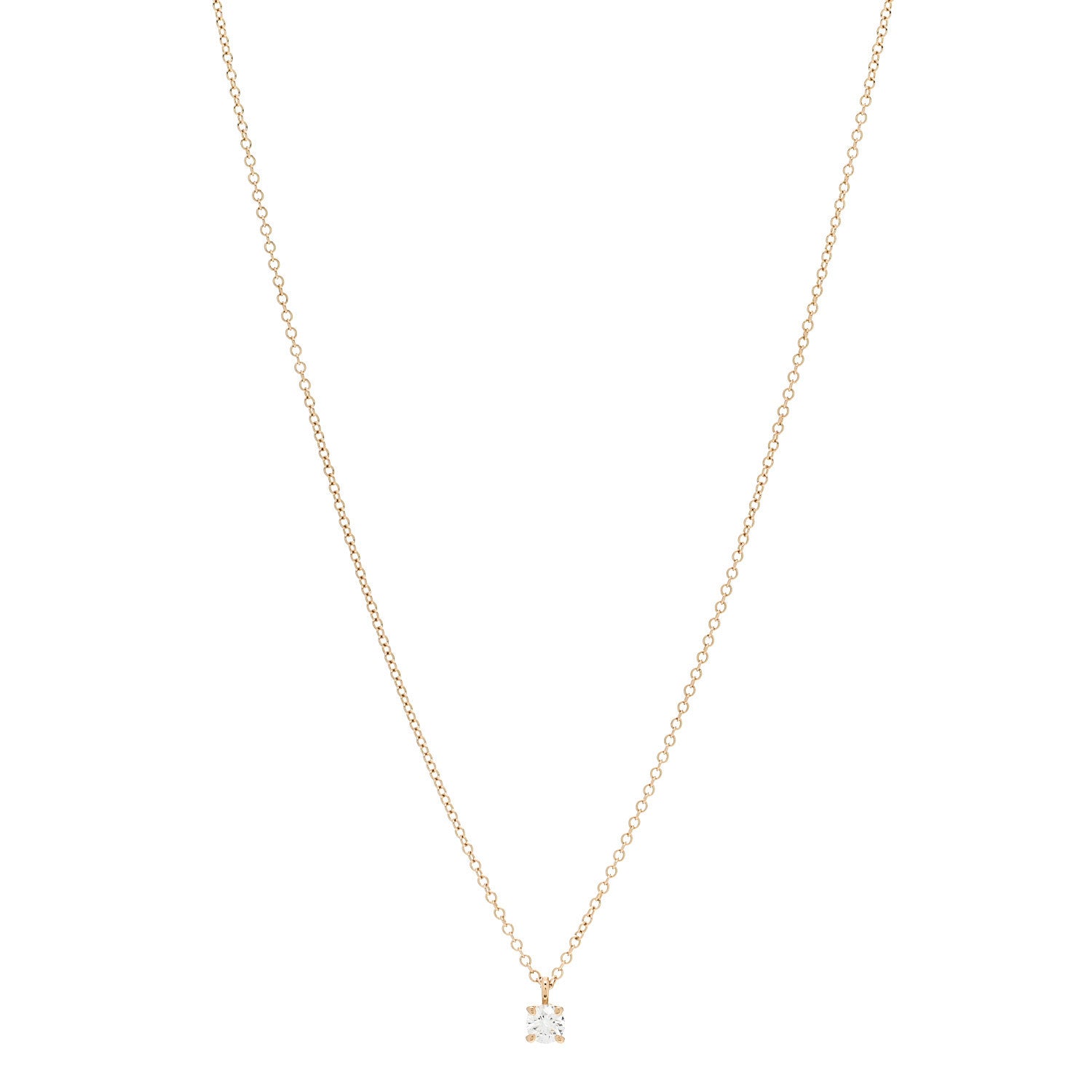 Tiffany 18K Rose Gold Diamond .17ct Solitaire Pendant Necklace 1 of 6