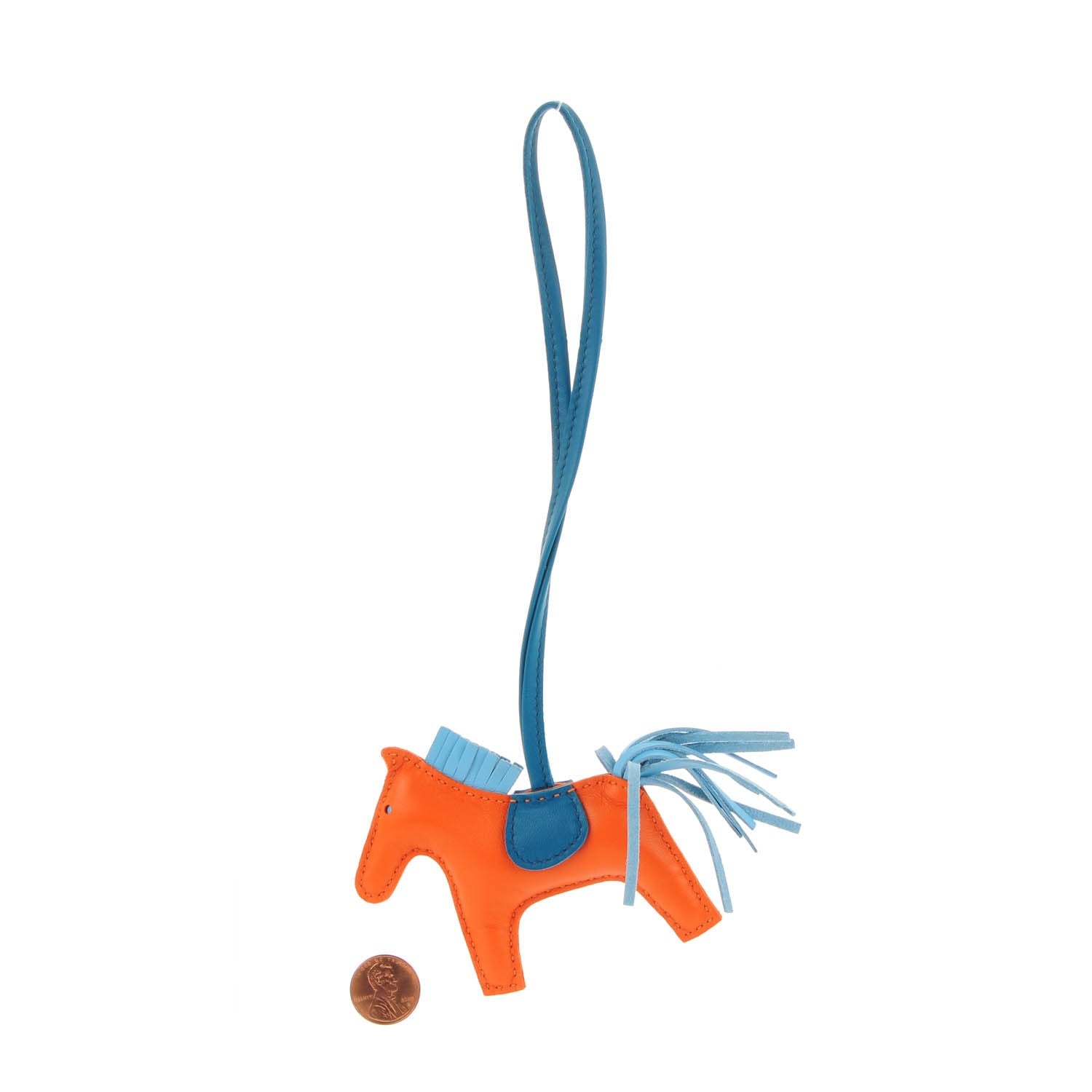 Hermes Milo Lambskin Grigri Rodeo Horse Bag Charm PM Feu Celeste Bleu Izmir 2 of 5