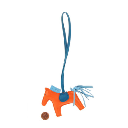 Hermes Milo Lambskin Grigri Rodeo Horse Bag Charm PM Feu Celeste Bleu Izmir 2 of 5