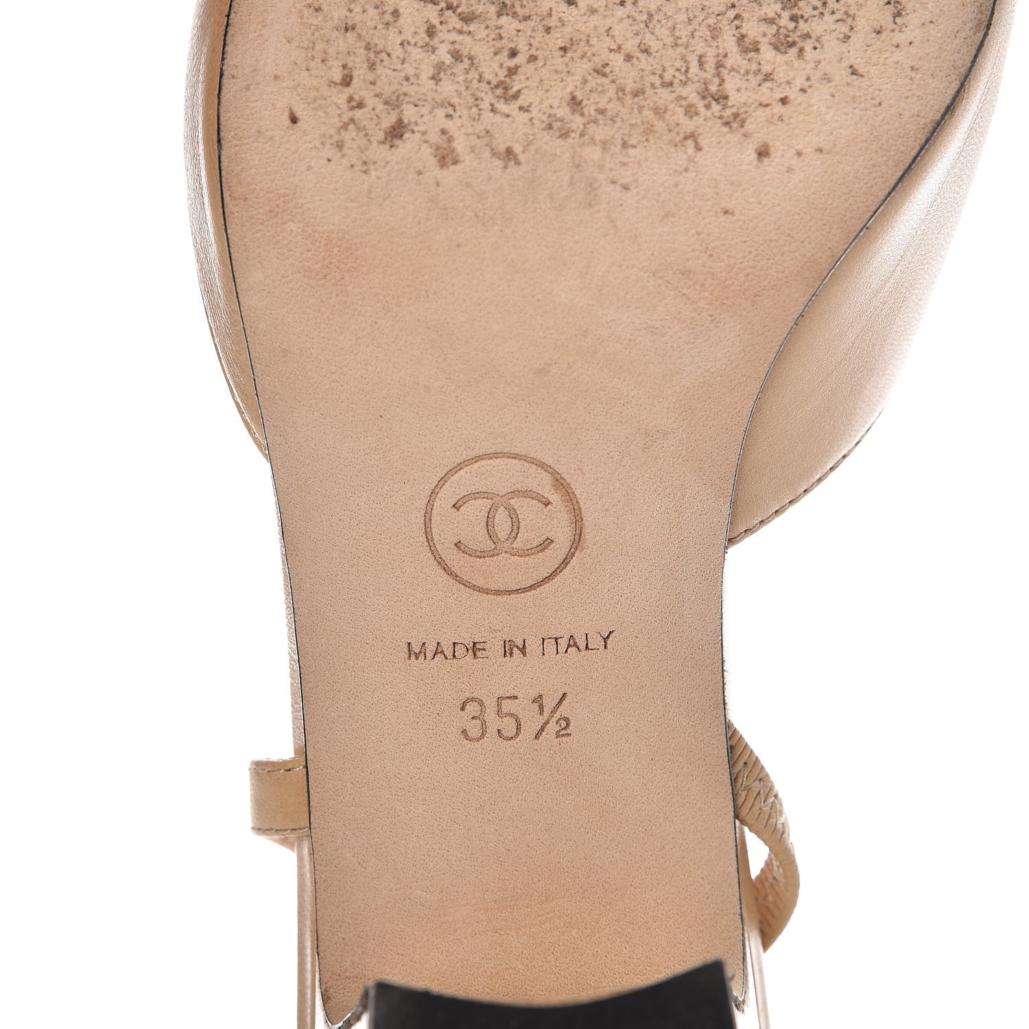 Chanel Goatskin Grosgrain Cap Toe CC Slingback Pumps 35.5 Beige Black 8 of 12