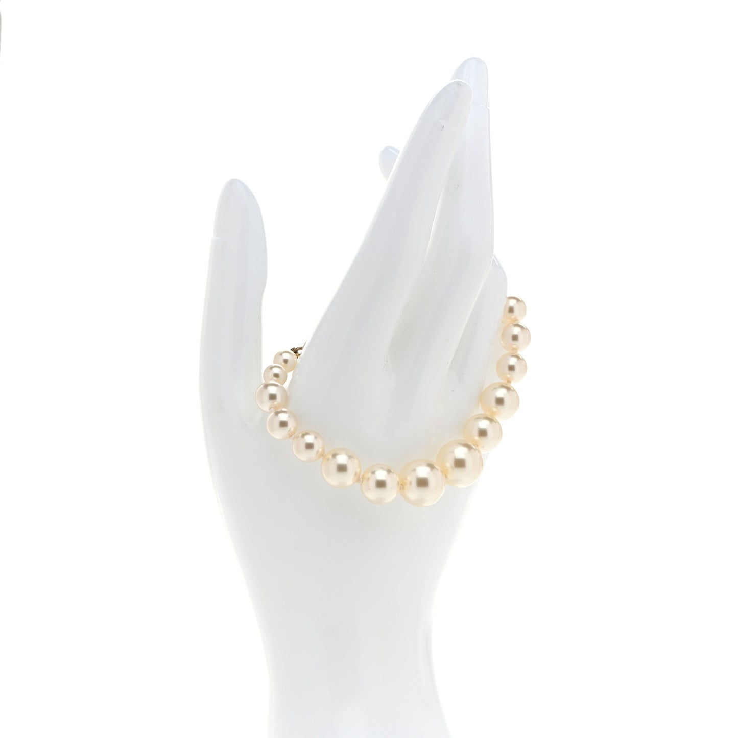 Graduated Pearl Crystal CC Bracelet Gold