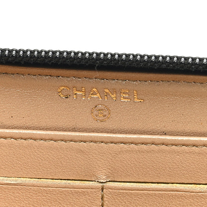 Chanel Lambskin Camellia Embossed Large Zip Around Gusset Wallet Black 5 of 7