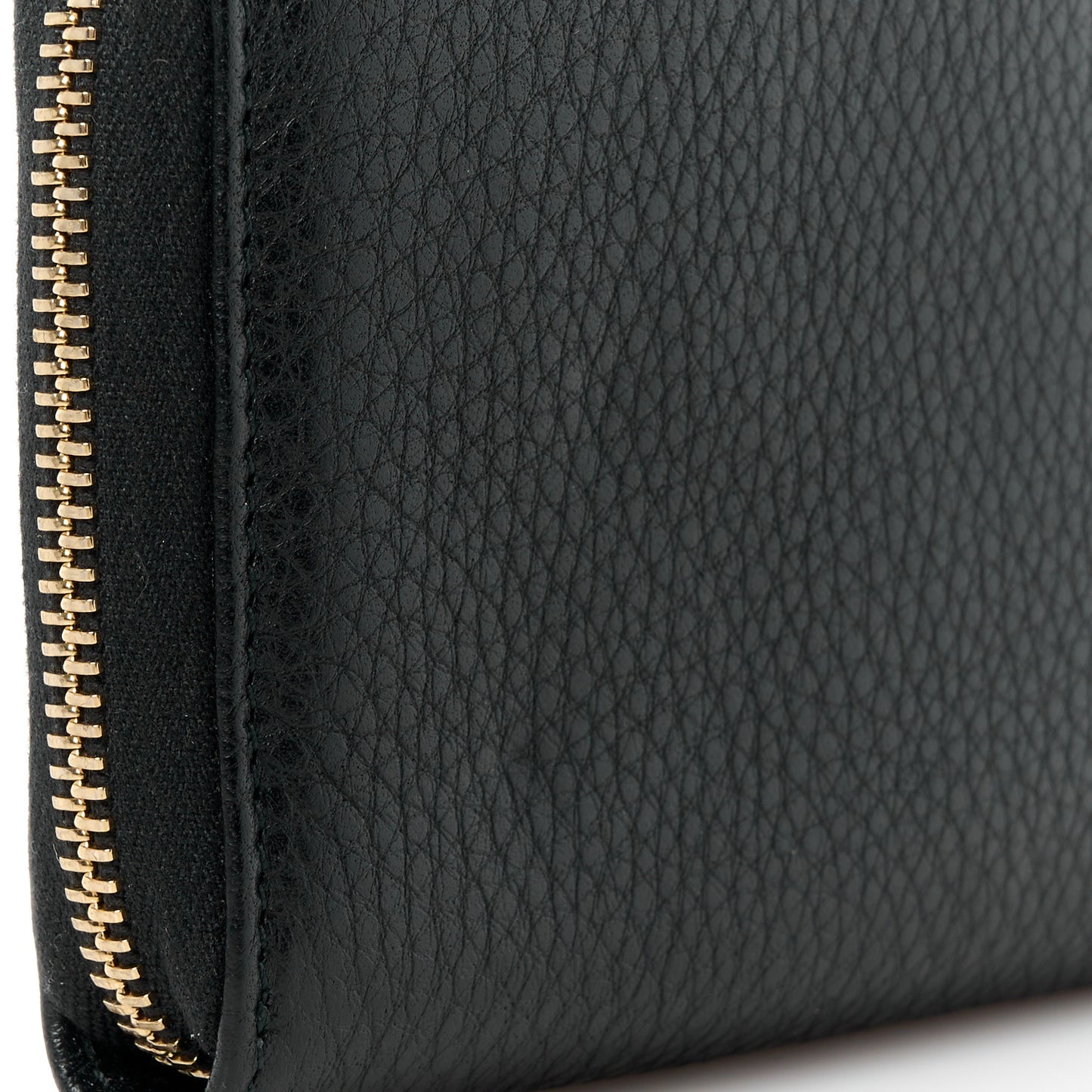 Pebbled Calfskin Bamboo Tassel Zip Around Wallet Black