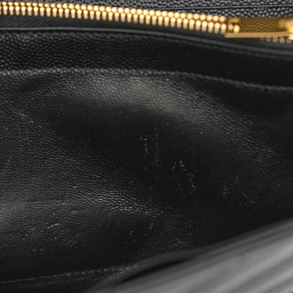 Saint Laurent Grain De Poudre Matelasse Chevron Monogram Chain Wallet Black 7 of 11