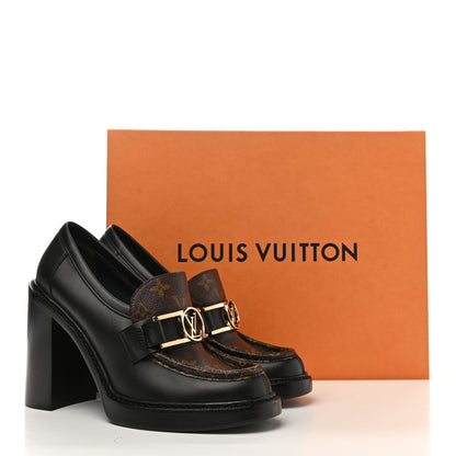 Louis Vuitton Monogram Calfskin Academy Loafers Pumps 40 Black 9 of 9
