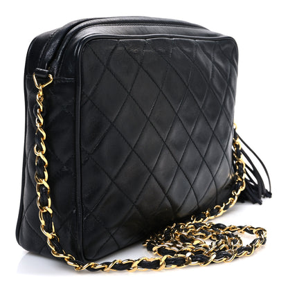 Chanel Lambskin Quilted CC Tassel Camera Case Black 3 of 13