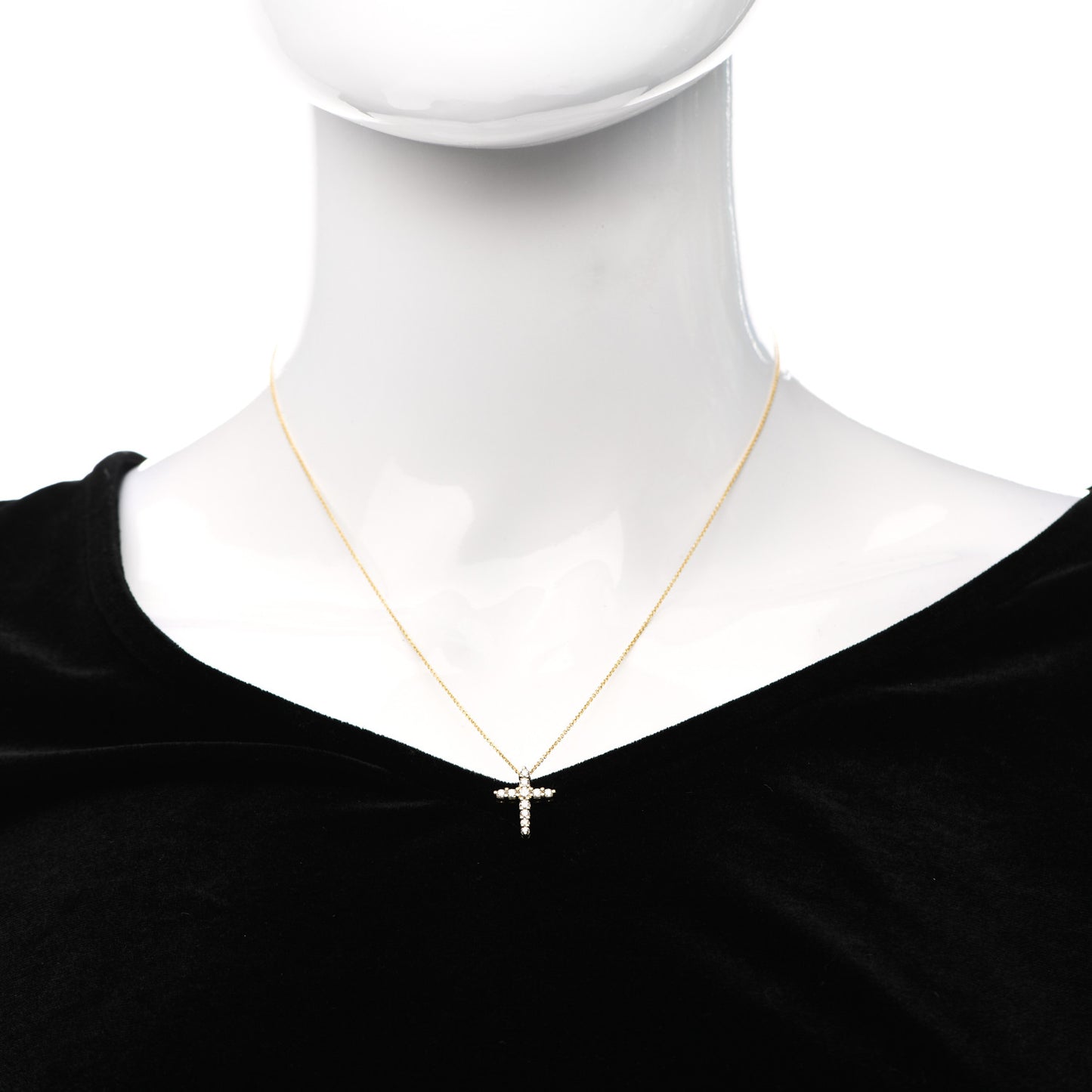18K Yellow Gold Diamond .39ctw Cross Pendant Necklace