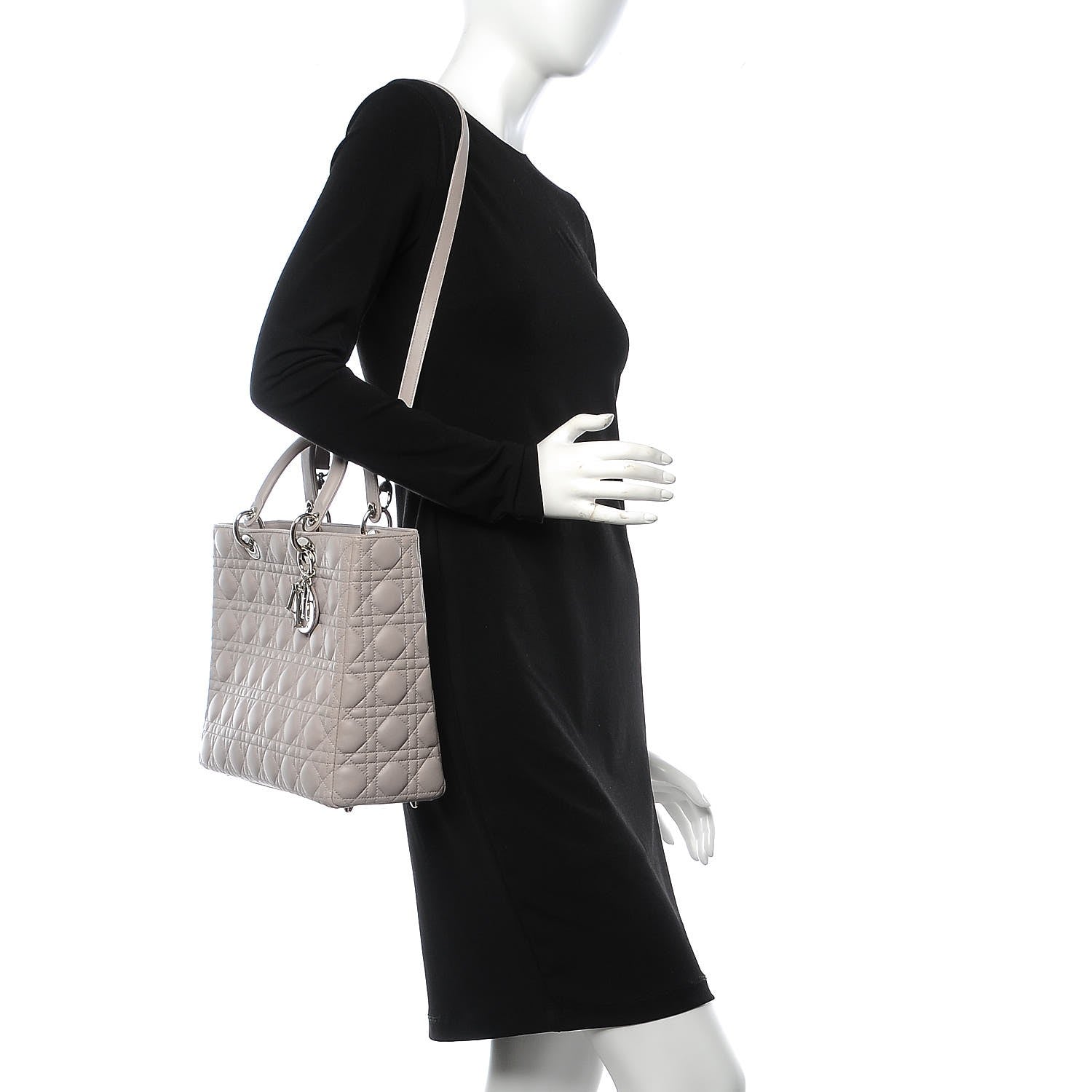 Christian Dior Lambskin Cannage Large Lady Dior Light Grey 3 of 8