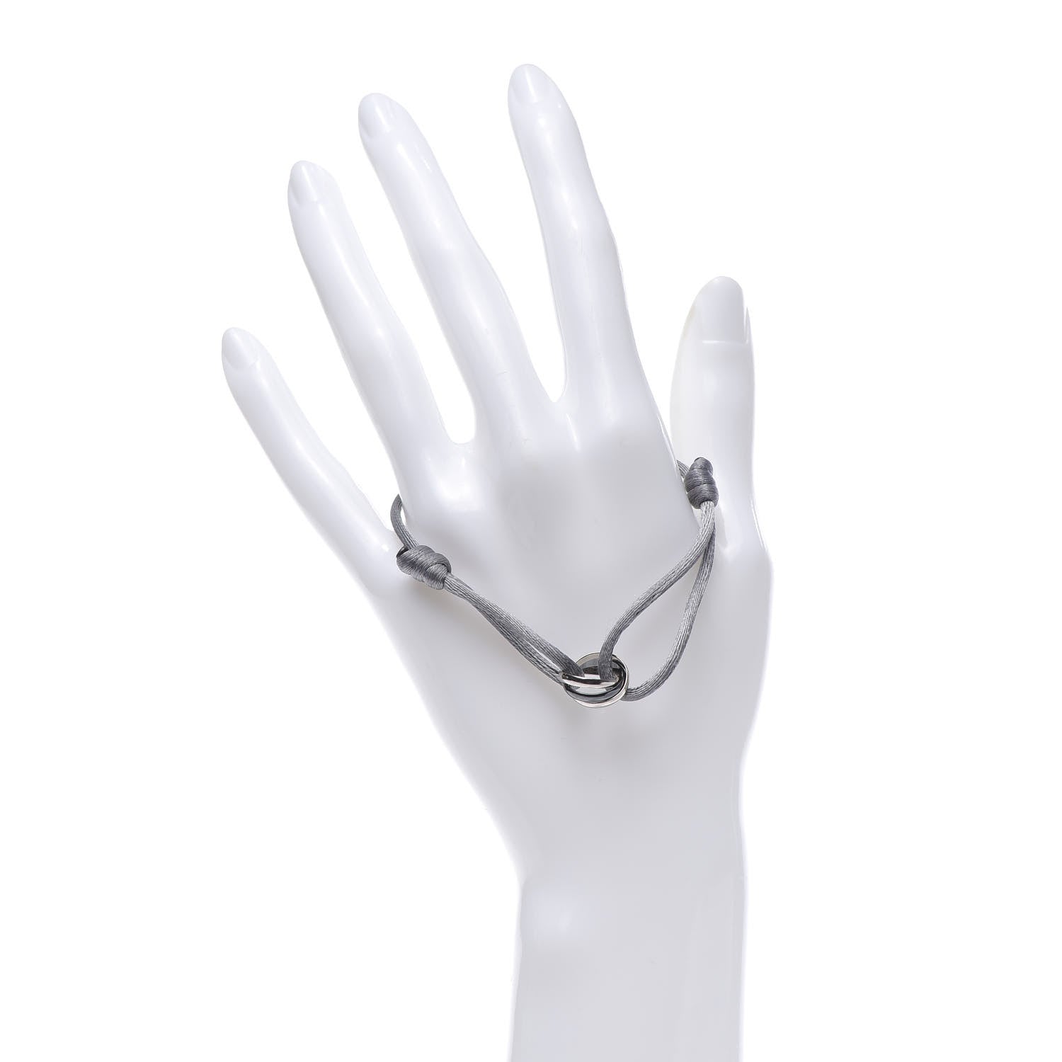 Cartier 18K White Gold Ceramic Trinity Cord Bracelet Grey 2 of 7