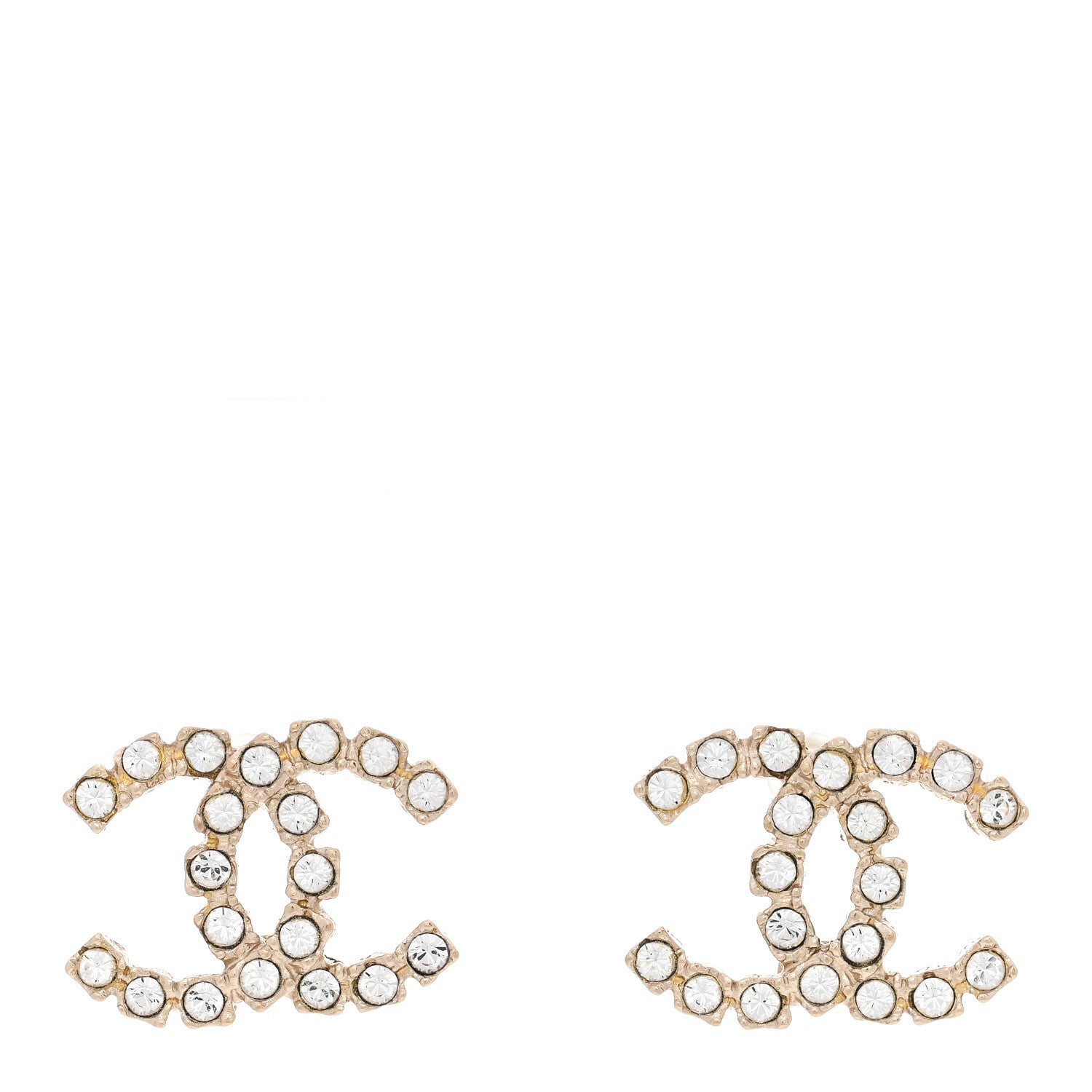 Chanel Crystal Coco's Pearls CC Earrings Light Gold 1 of 5