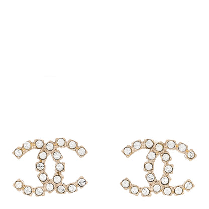 Chanel Crystal Coco's Pearls CC Earrings Light Gold 1 of 5