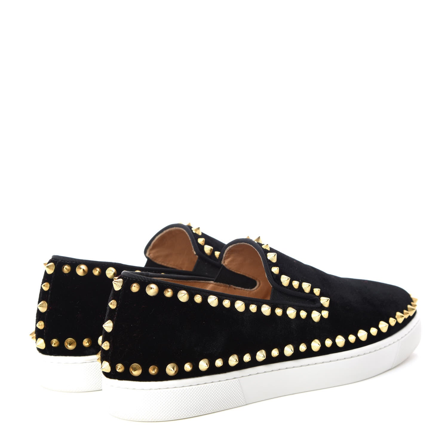 Christian Louboutin Velvet Womens Spikes Pik Boat Sneakers 38.5 Black 4 of 11