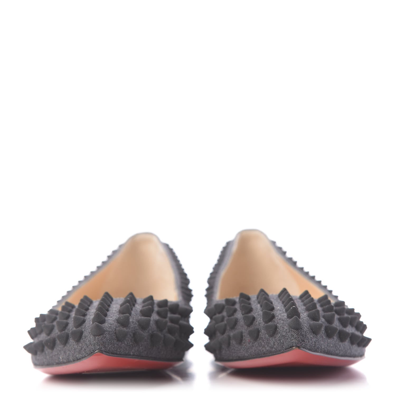 Christian Louboutin Flannel Pigalle Spikes Flats 37.5 Antracite 2 of 10