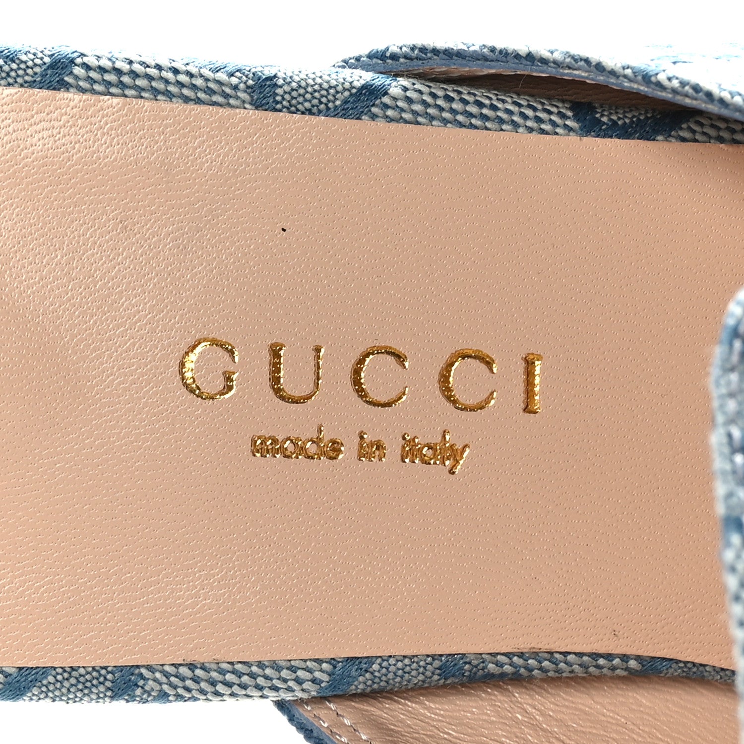 Gucci Canvas GG Monogram Nappa Womens Princetown Slippers 36 Porcelain Light Blue Dark Porcelain Light Blue 7 of 9