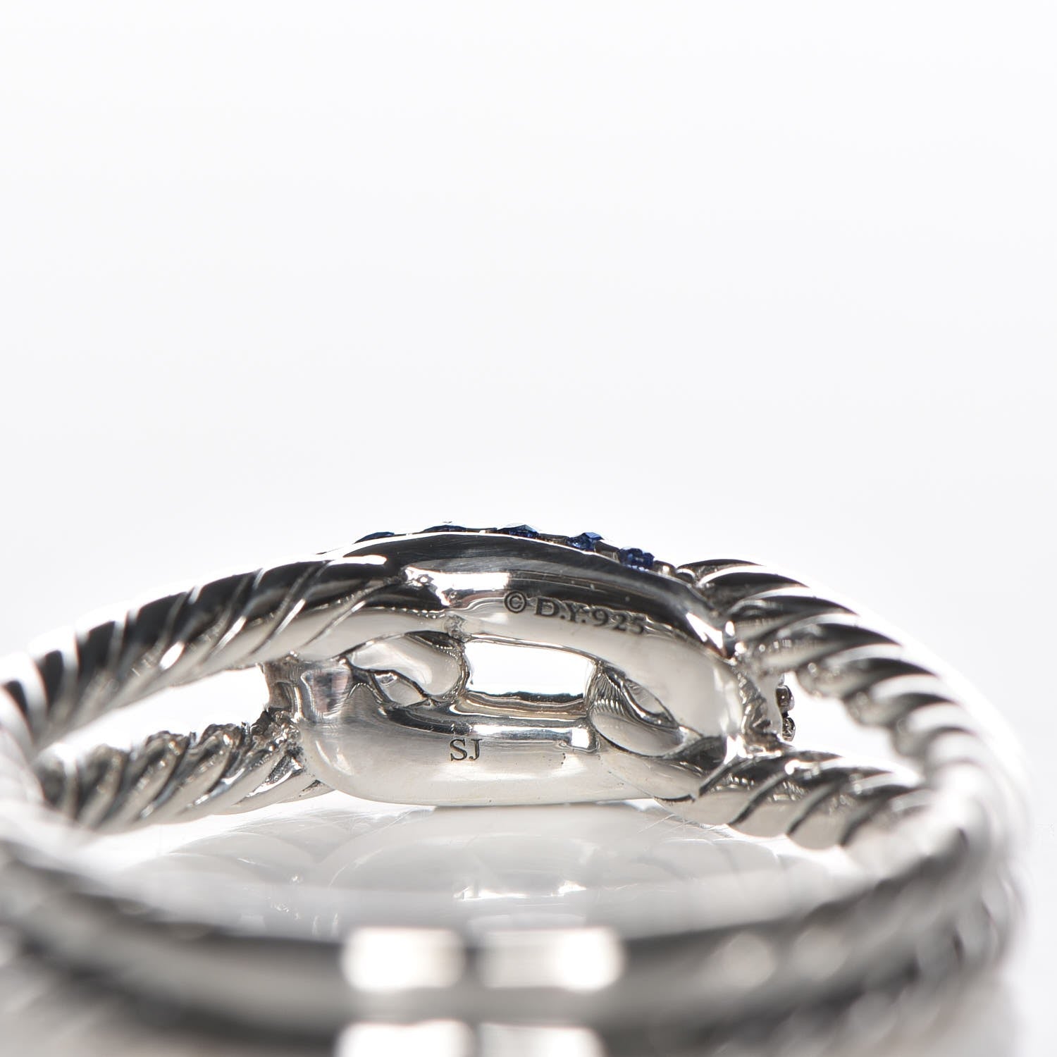 David Yurman Sterling Silver Blue Sapphire Petite Pave Loop Ring 58 8.5 4 of 5