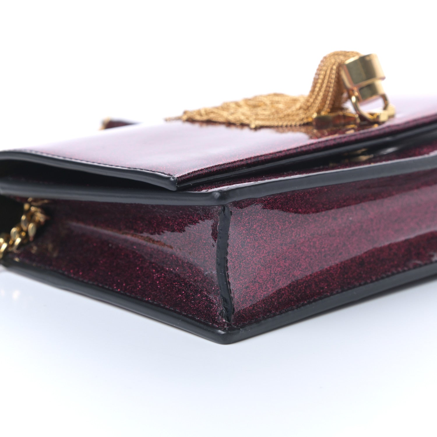 Saint Laurent Glitter Classic Monogram Kate Tassel Chain Wallet Bright Fuchsia 8 of 8