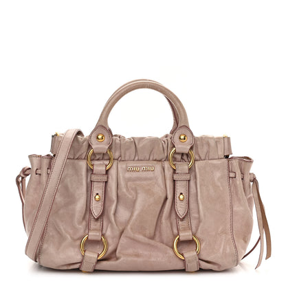 Miu Miu Vitello Lux Gathered Tote Mughetto 1 of 14