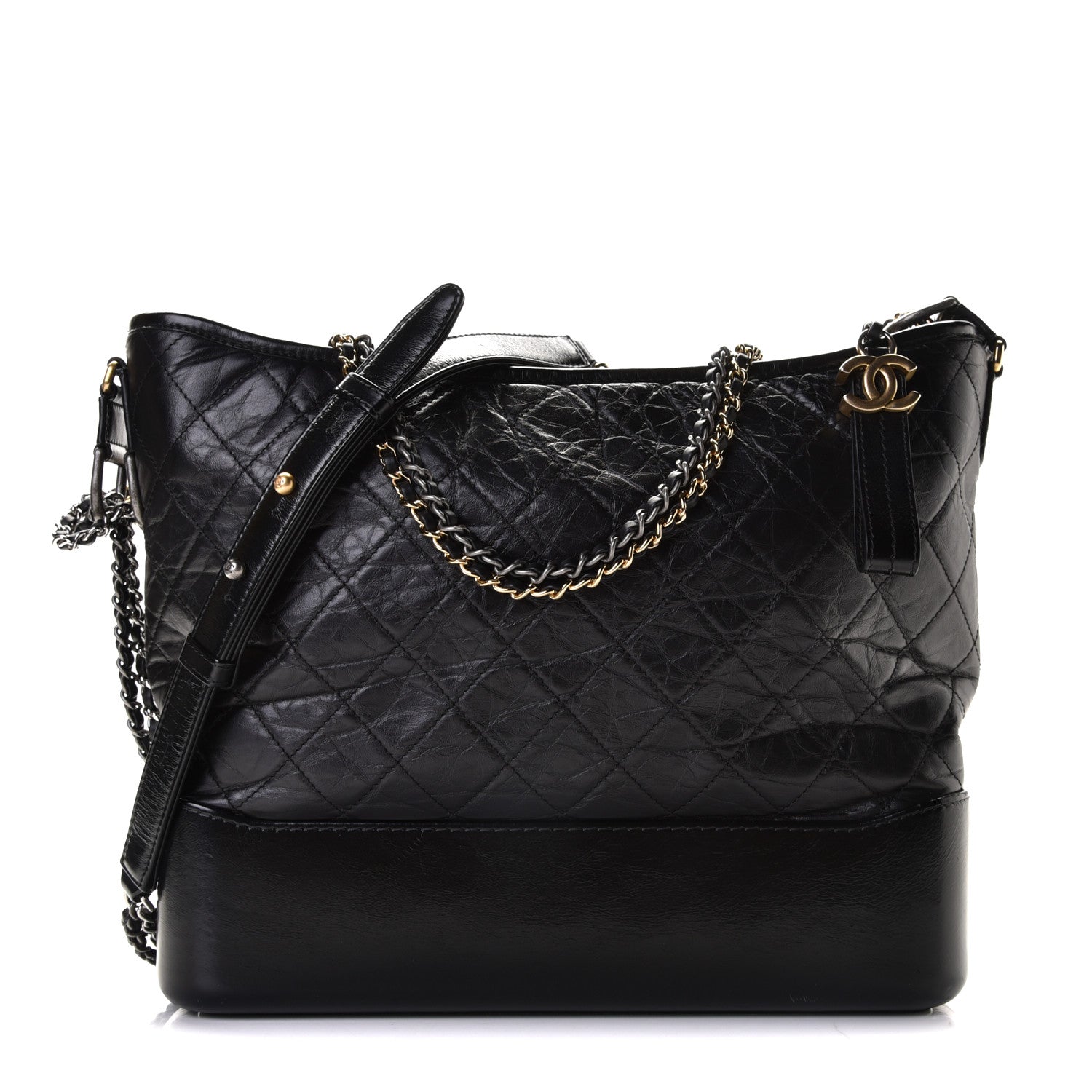 Chanel Aged Calfskin Quilted Large Gabrielle Hobo Black 1 of 13