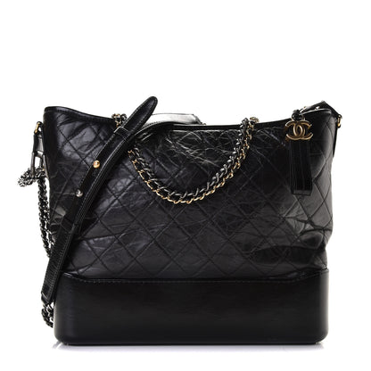 Chanel Aged Calfskin Quilted Large Gabrielle Hobo Black 1 of 13