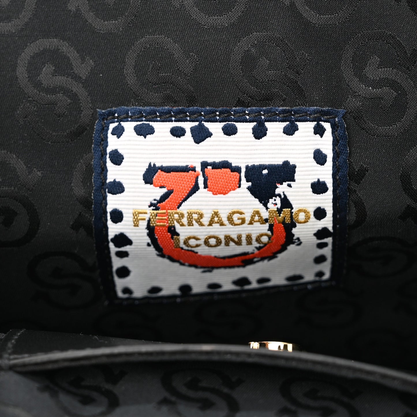 Grained Calfskin Gancini Mini Top Handle Crossbody Bag Black