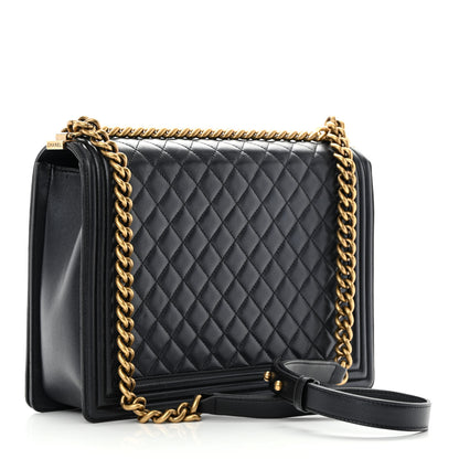 Chanel Metallic Lambskin Quilted Large Boy Flap Black 3 of 14