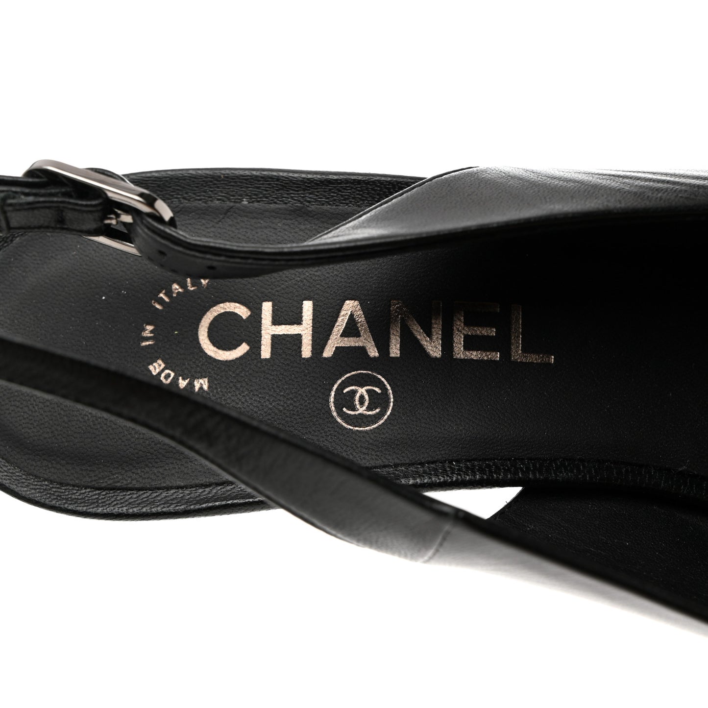 Lambskin Slingback Snake Pearl Heel 39.5 Black