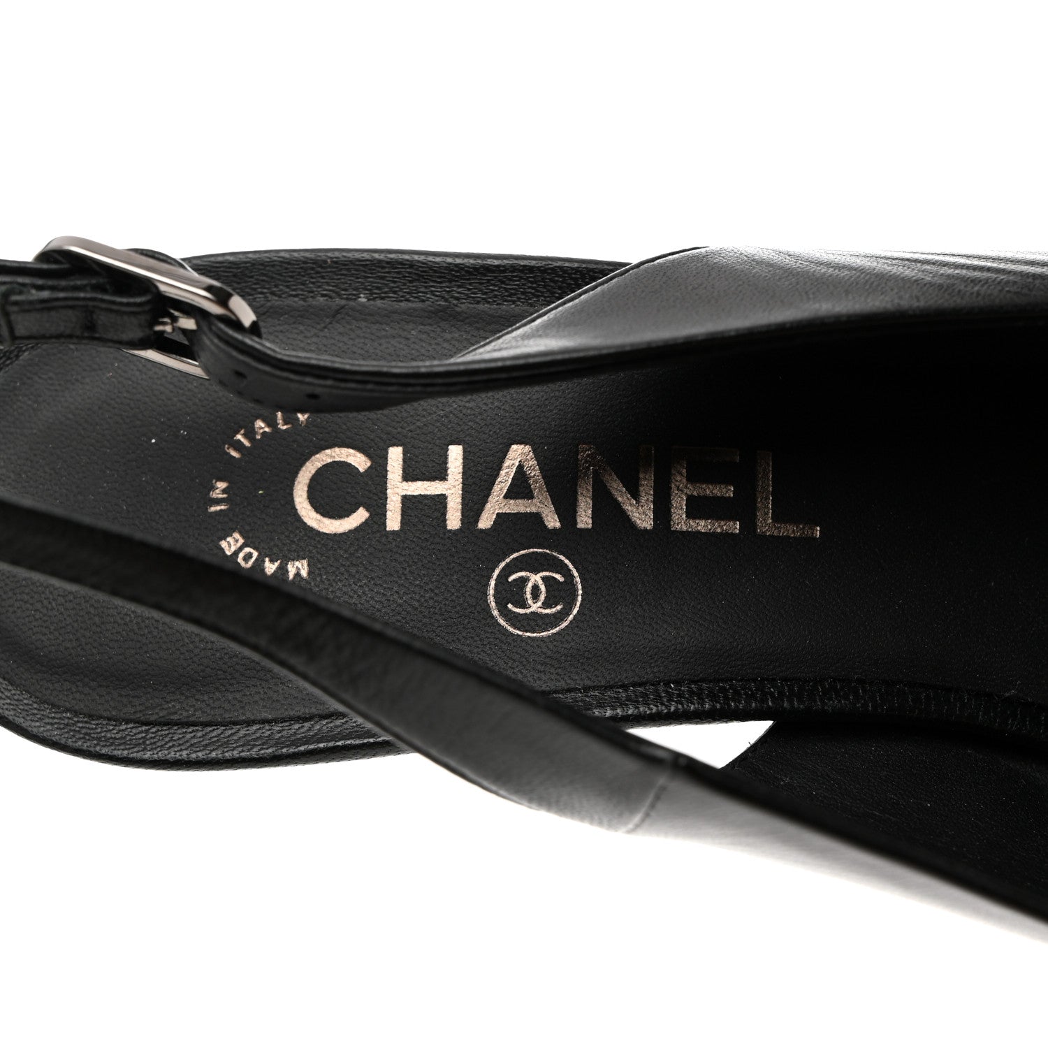 Chanel Lambskin Slingback Snake Pearl Heel 39.5 Black 7 of 10
