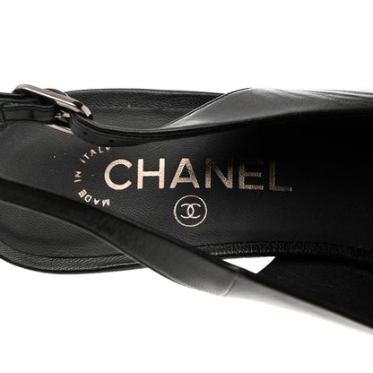 Chanel Lambskin Slingback Snake Pearl Heel 39.5 Black 7 of 10