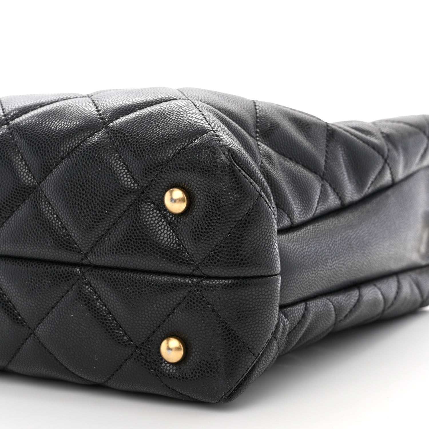 Chanel Shiny Caviar Quilted Chain Handle Shopping Tote Black 10 of 12