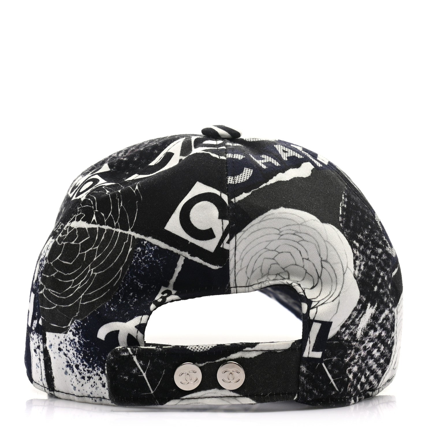 Chanel Cotton Coco Print Cap Hat Navy Black White 6 of 8