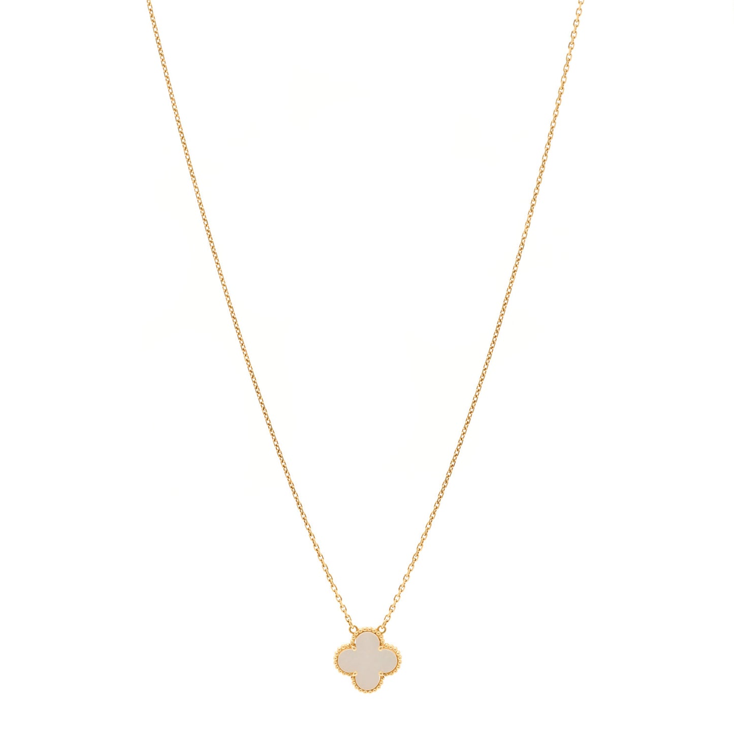 18K Yellow Gold Mother of Pearl Vintage Alhambra Pendant Necklace