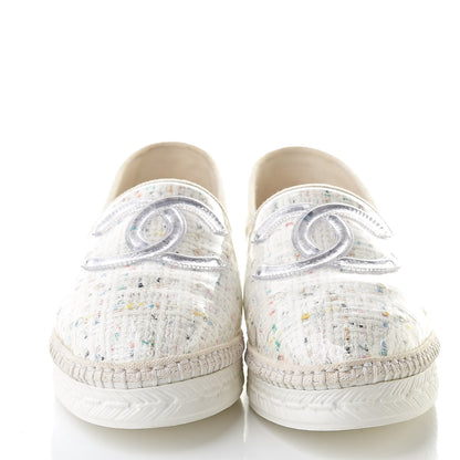 Chanel PVC Tweed CC Espadrilles 39 Ecru Blue Transparent 2 of 9
