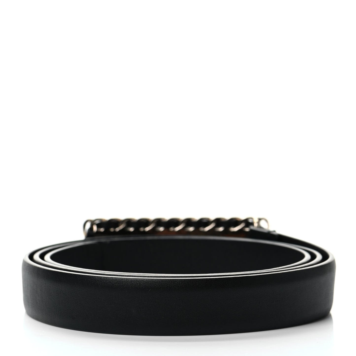 Calfskin CC Chain Logo Belt 85 34 Black