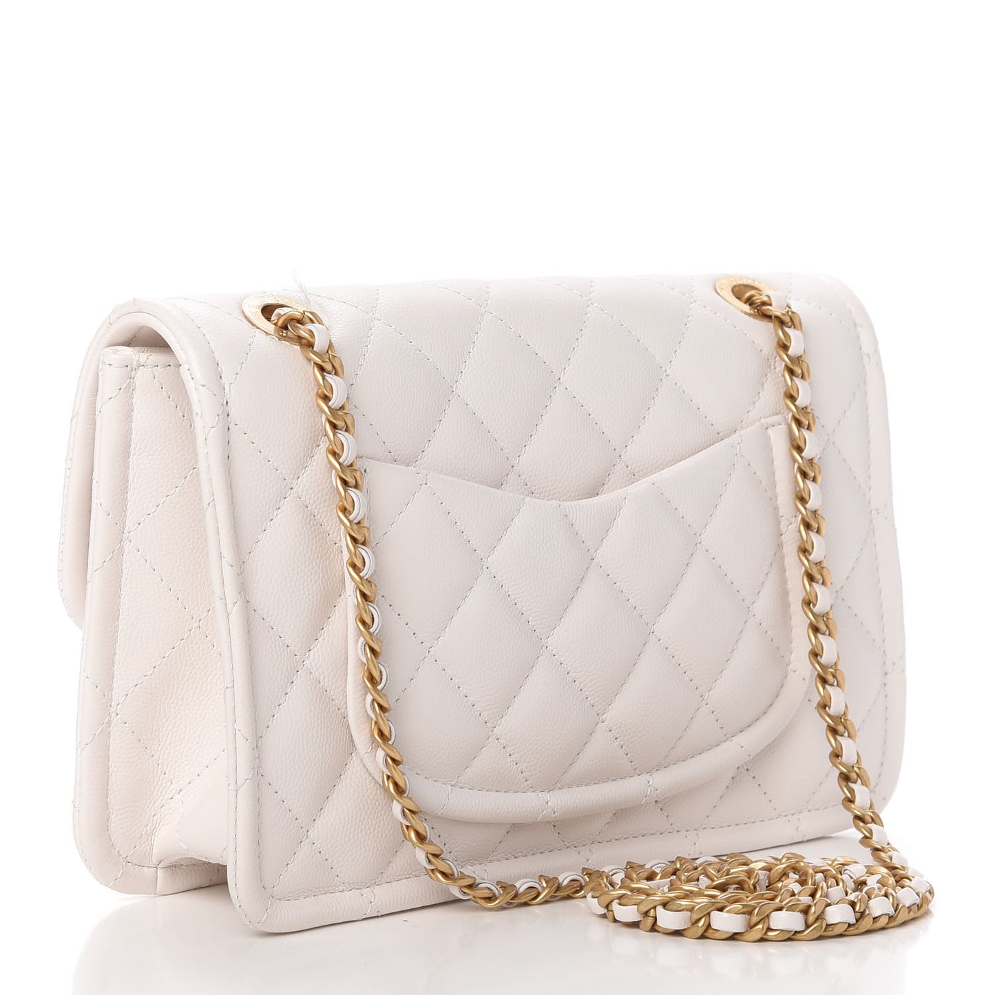 Caviar Quilted Medium Sweet Classic Flap White
