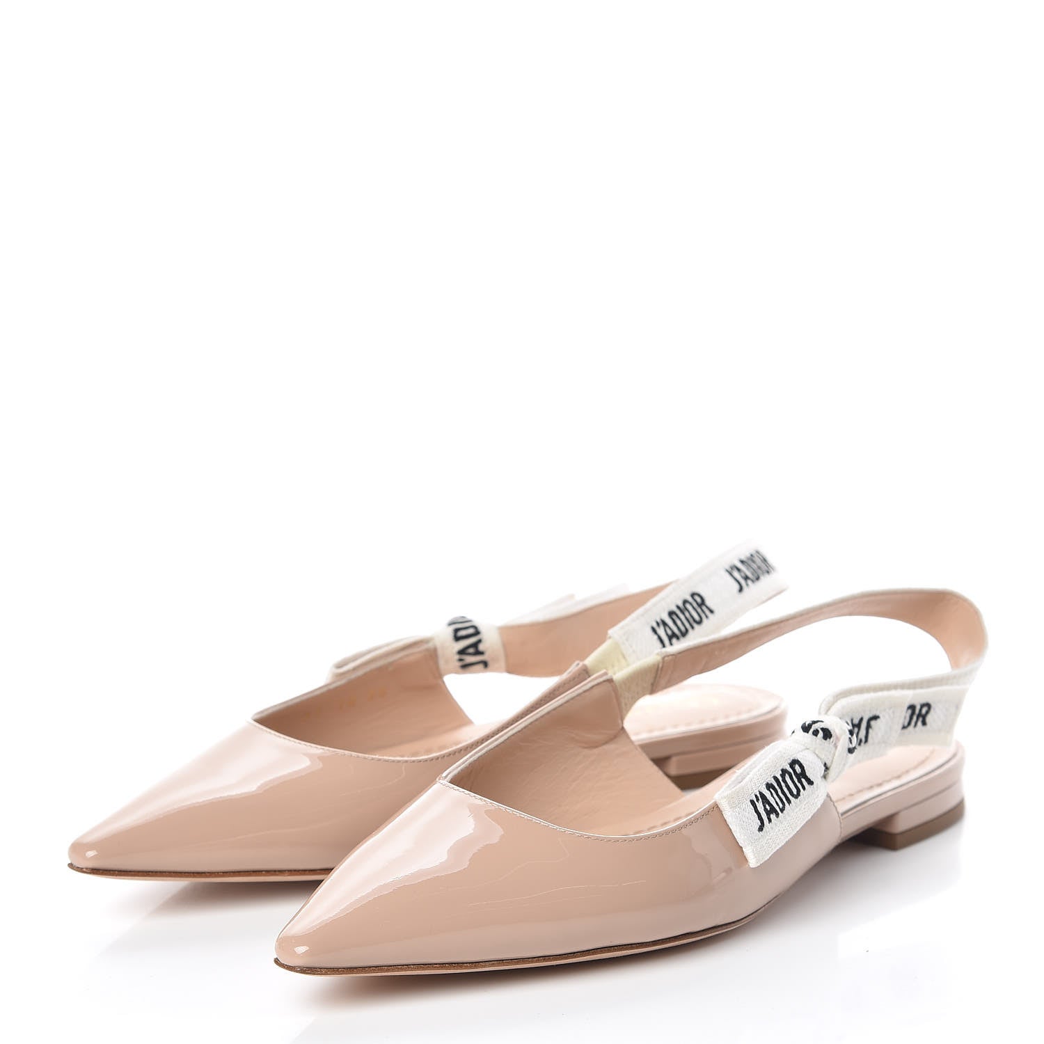 Christian Dior Patent Ribbon J'Adior Slingback Ballet Flats 35 Nude 3 of 8