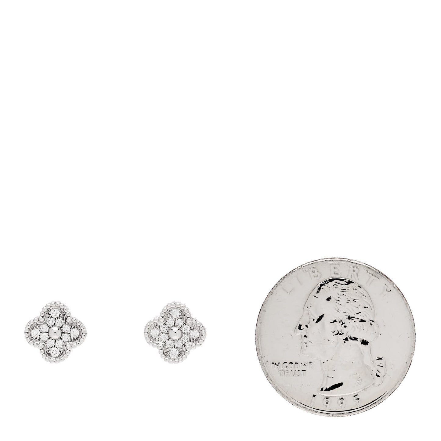 18K White Gold Diamond Sweet Alhambra Earrings