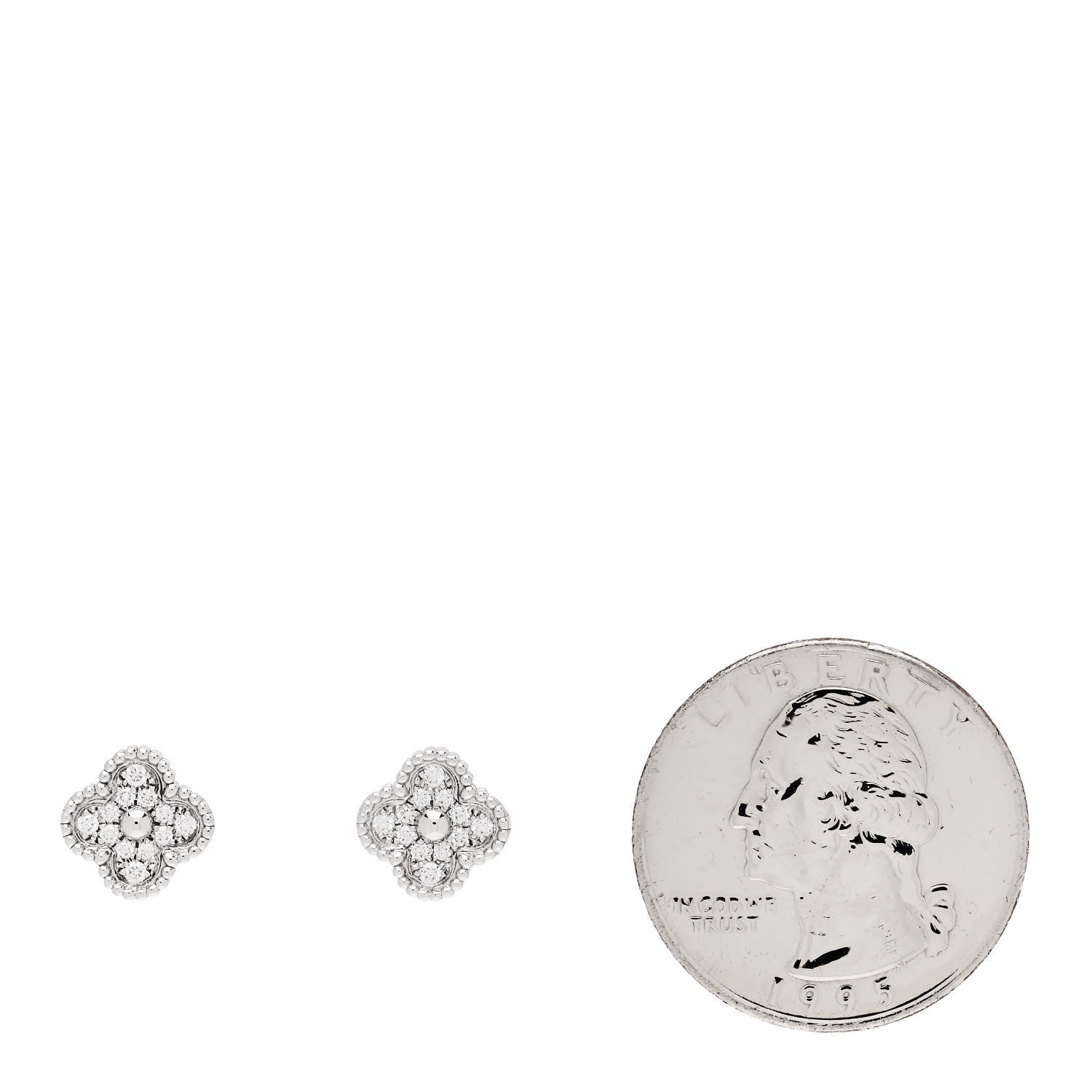 Van Cleef & Arpels 18K White Gold Diamond Sweet Alhambra Earrings 2 of 6