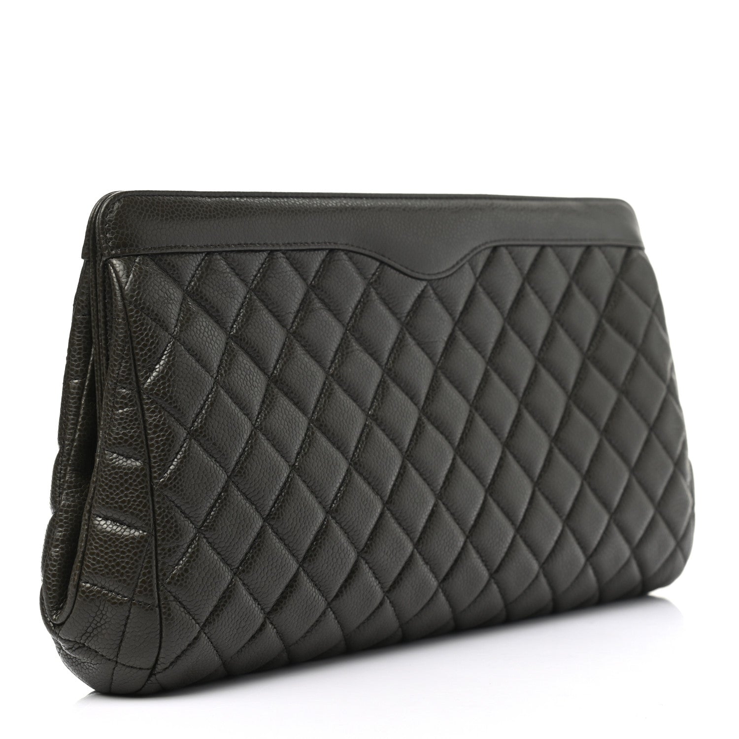 Chanel Caviar Quilted Clutch Dark Khaki 3 of 7