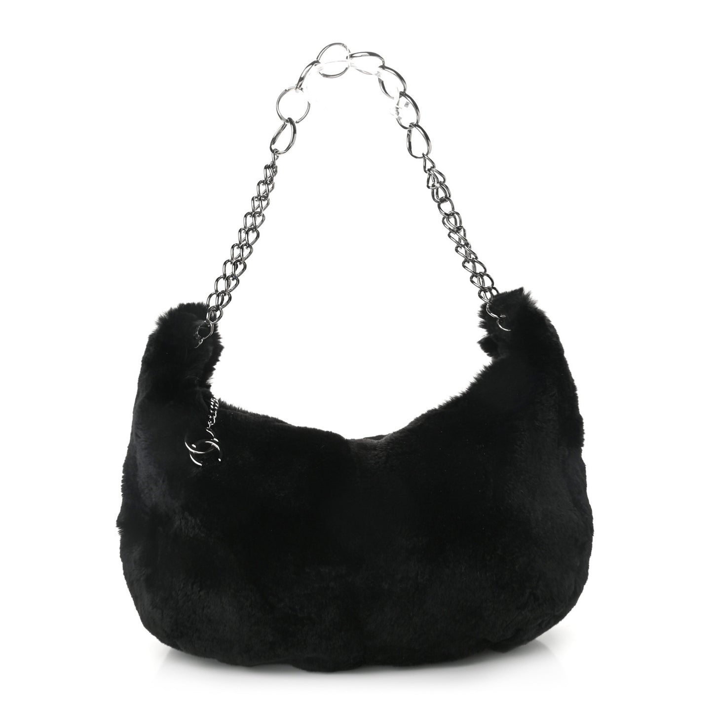 Lapin Rabbit Fur Shoulder Bag Black