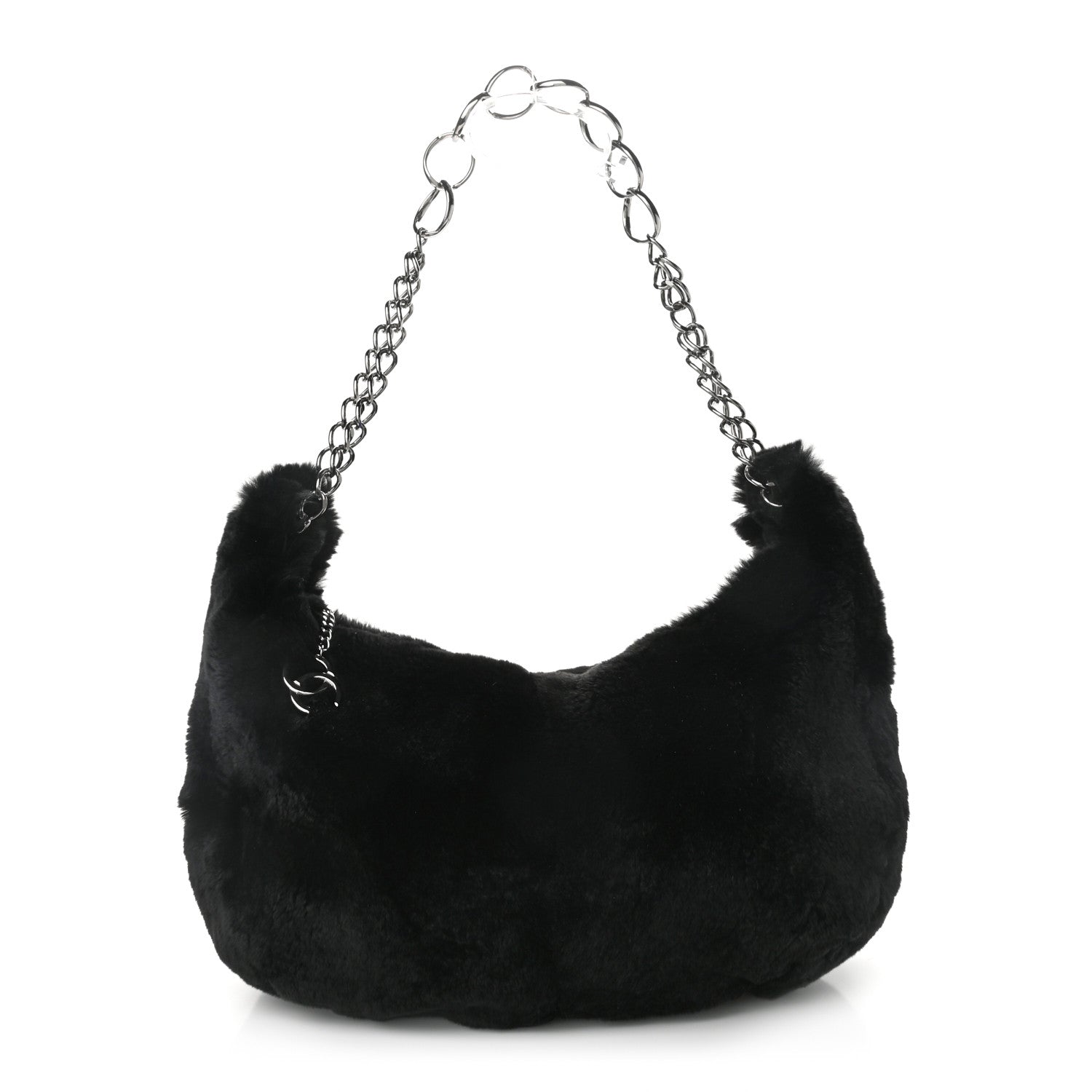 Chanel Lapin Rabbit Fur Shoulder Bag Black 1 of 11