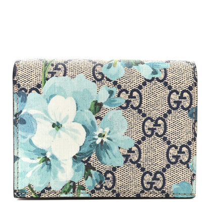 Gucci GG Supreme Monogram Blooms Card Case Wallet Beige Blue Navy Hibiscus Red 1 of 8